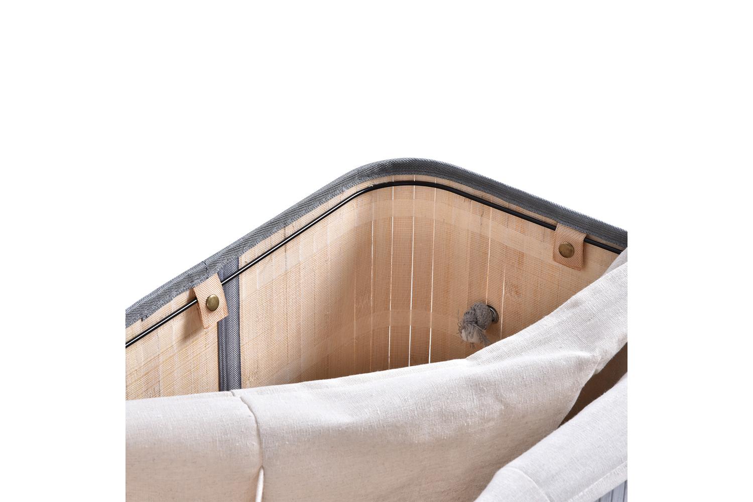 Homcom 100L Bamboo Laundry Basket with Lid | Grey-7