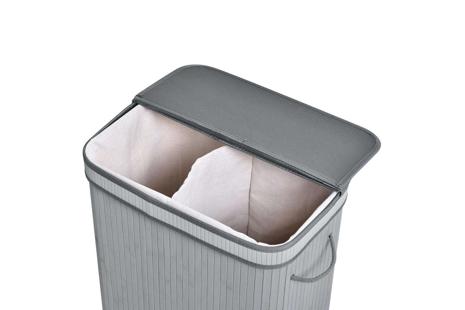 Homcom 100L Bamboo Laundry Basket with Lid | Grey-8