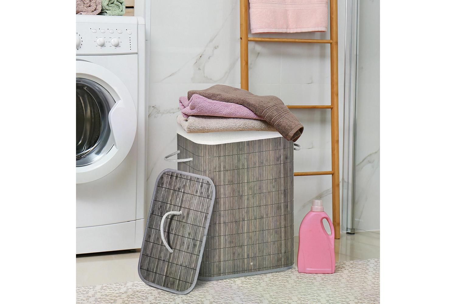 Homcom Bamboo Laundry Hamper with Lid | Grey