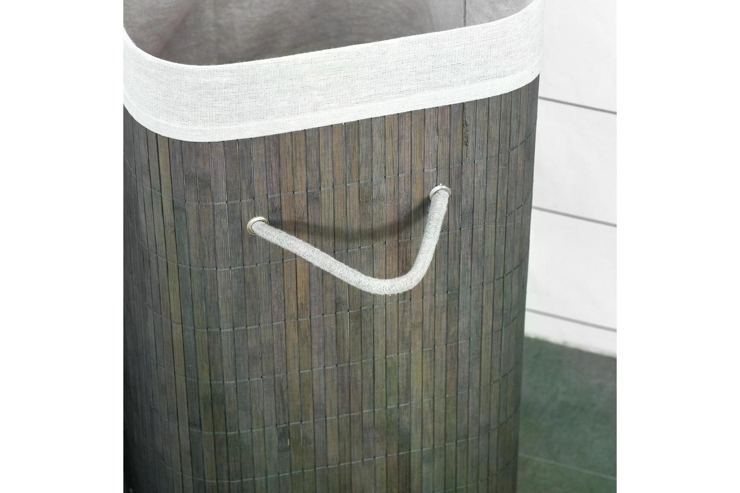Homcom Bamboo Laundry Hamper with Lid | Grey-8