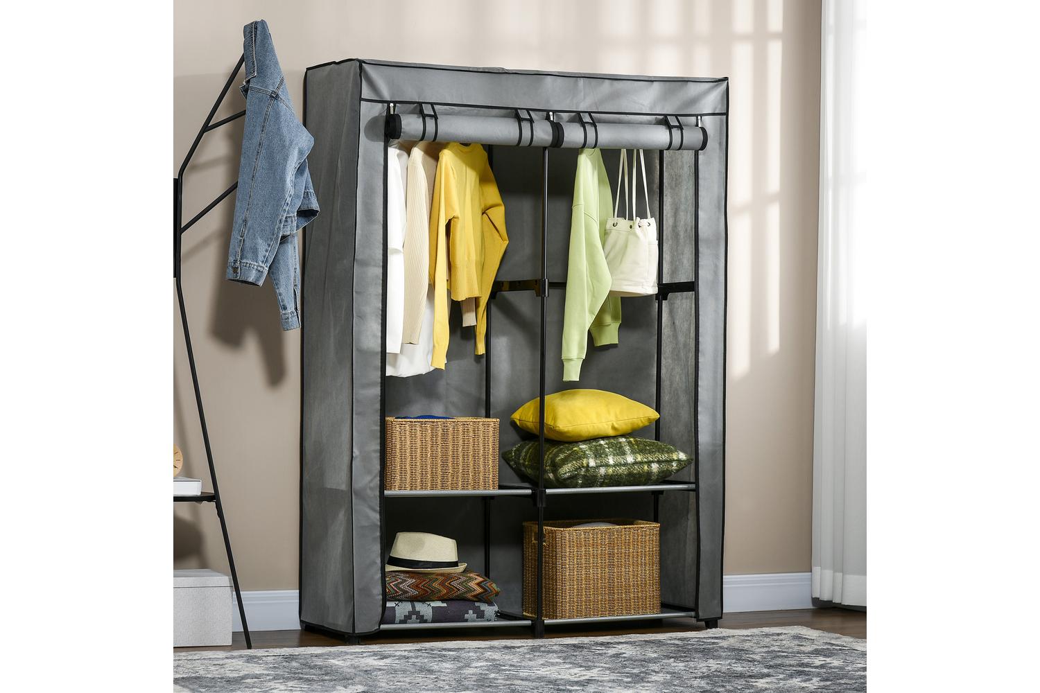 Homcom Portable Fabric Cabinet Wardrobe | Light/Grey