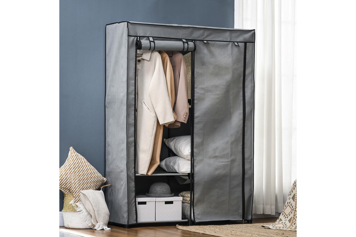 Homcom Portable Fabric Cabinet Wardrobe | Light/Grey-6