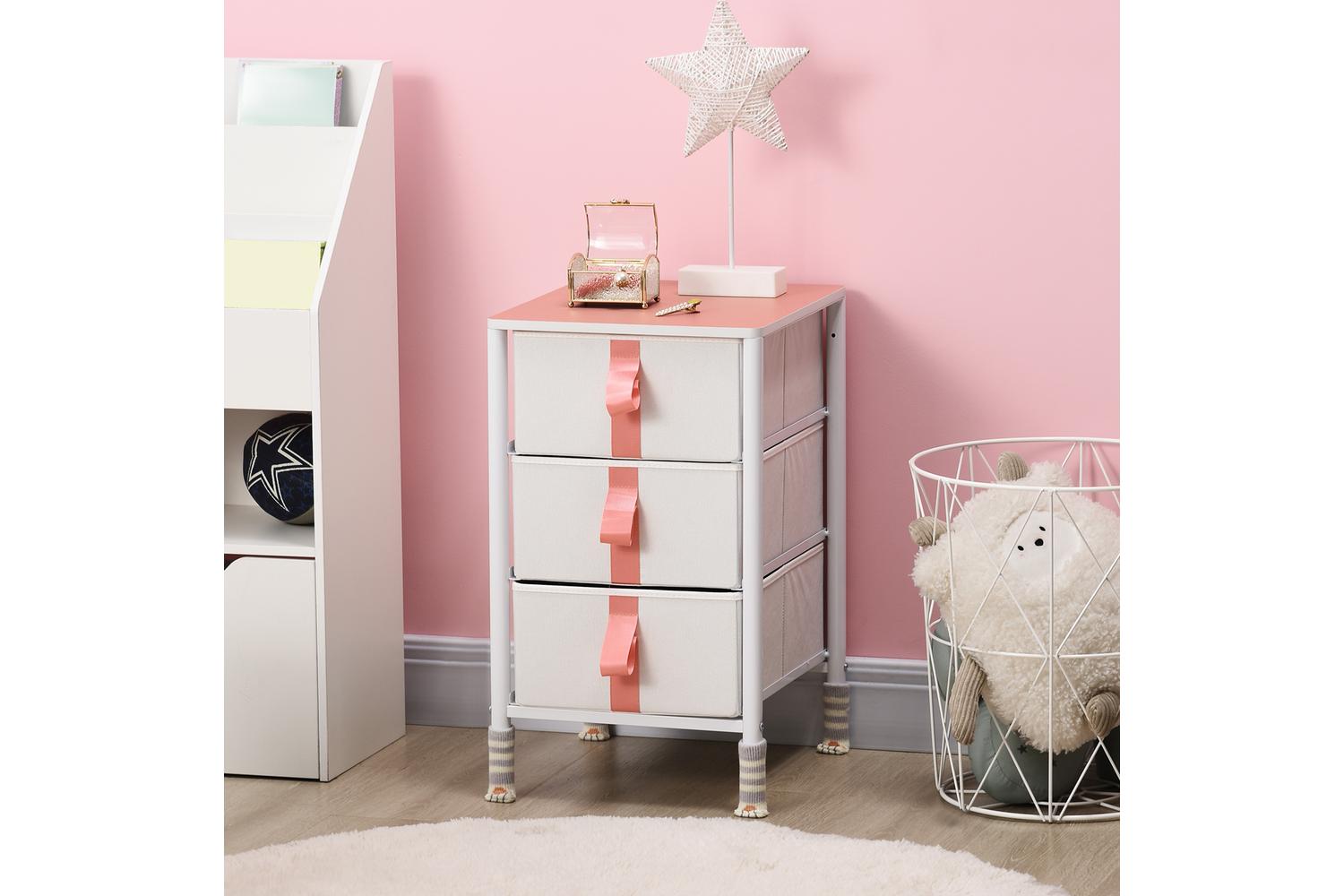 Homcom Chest of Drawers | Pink | 3 Drawer-2