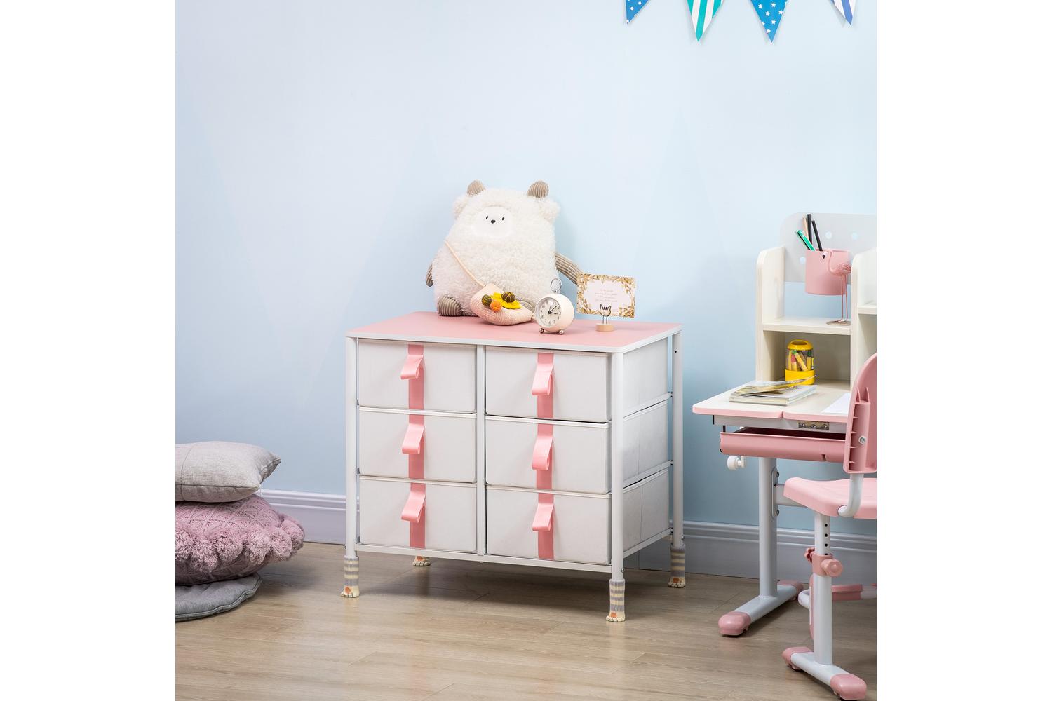 Homcom Chest of Drawers | Pink | 6 Drawer-2