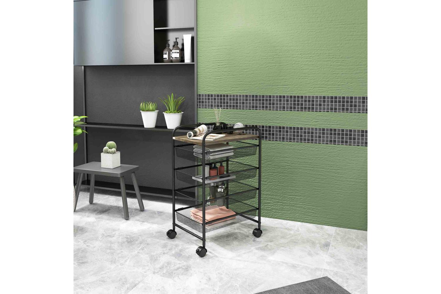 Homcom Kitchen Storage Trolley on Wheels | Black