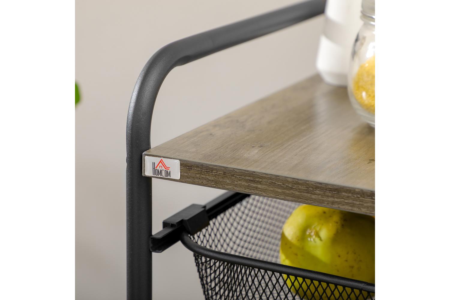 Homcom Kitchen Storage Trolley on Wheels | Black-7