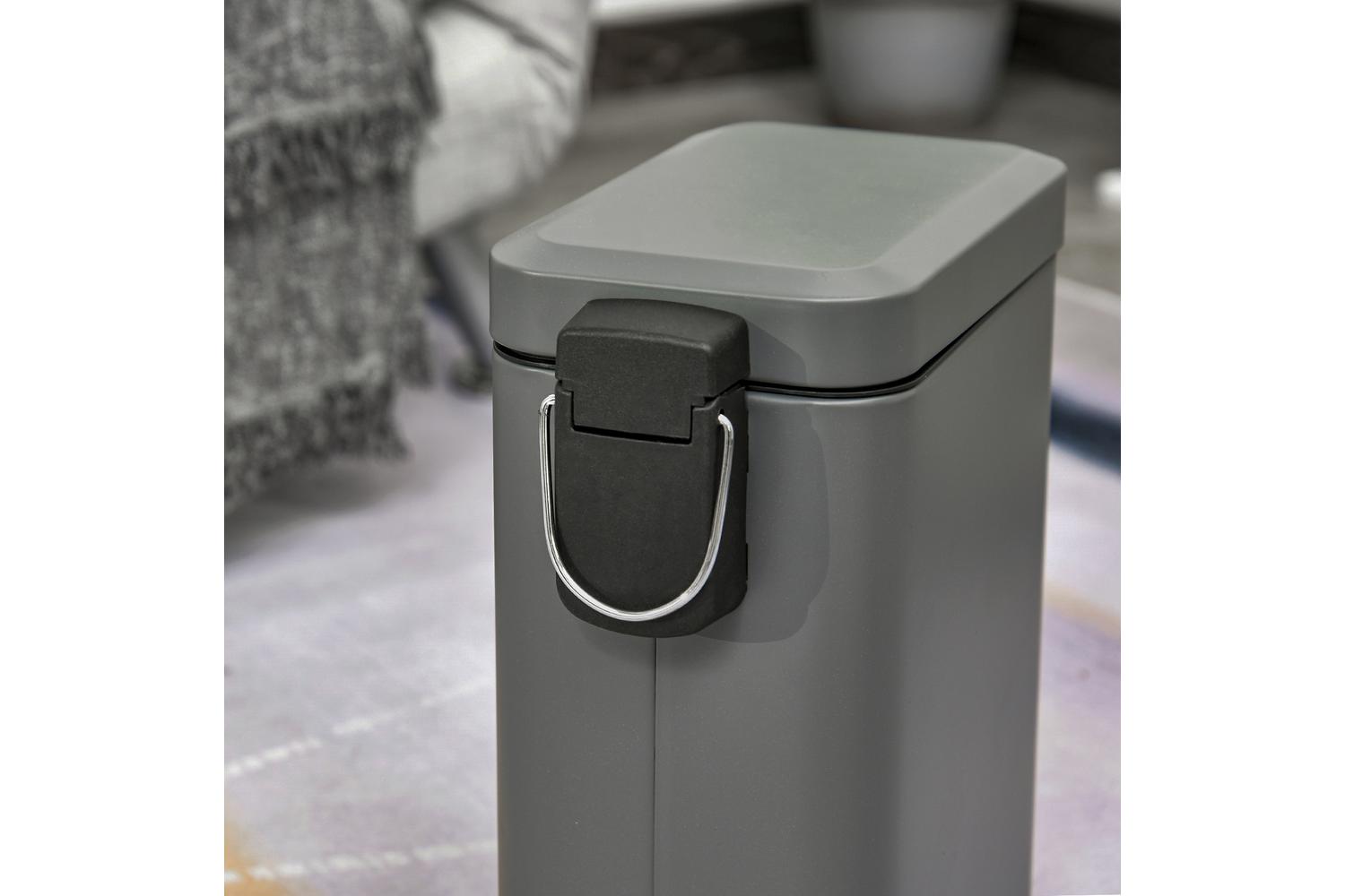 Homcom Steel Silent and Gentle Open Pedal Bin | Grey/Black-6