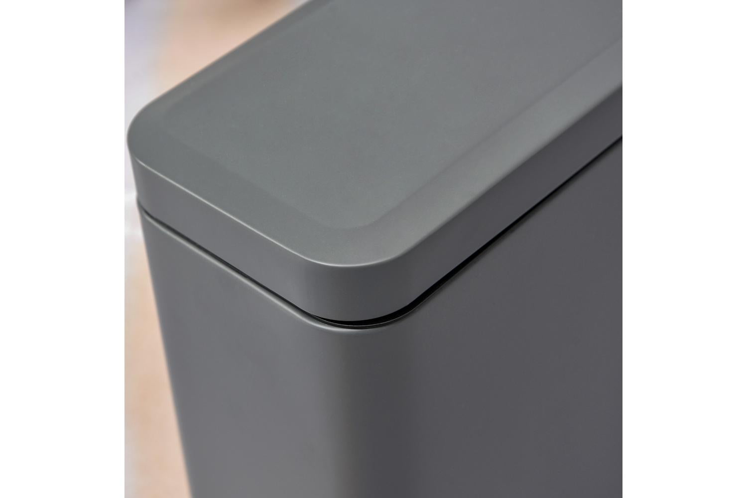Homcom Steel Silent and Gentle Open Pedal Bin | Grey/Black-8