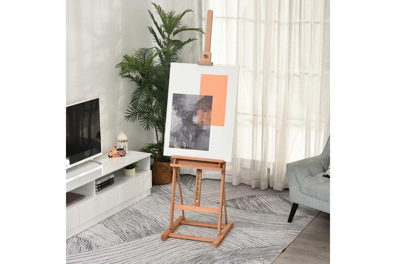 Vinsetto Art Studio Easel with Canvas Holder Pencil Case | Natural