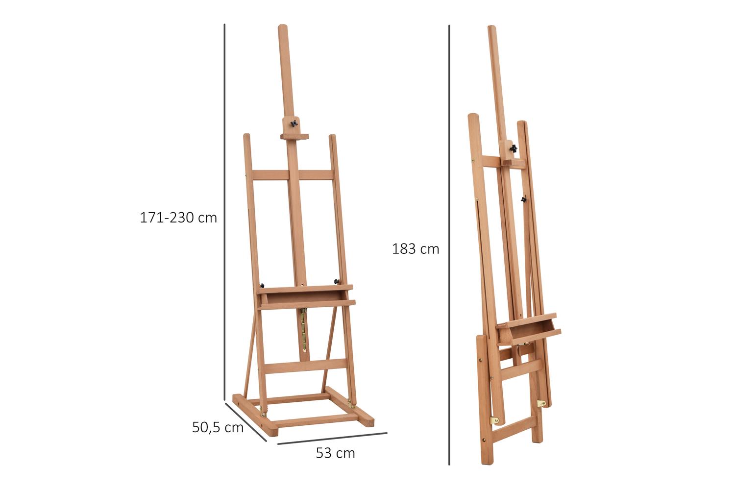 Vinsetto Art Studio Easel with Canvas Holder Pencil Case | Natural-2