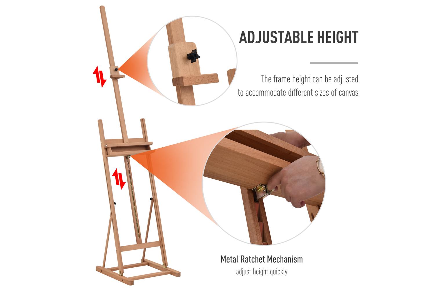 Vinsetto Art Studio Easel with Canvas Holder Pencil Case | Natural-3