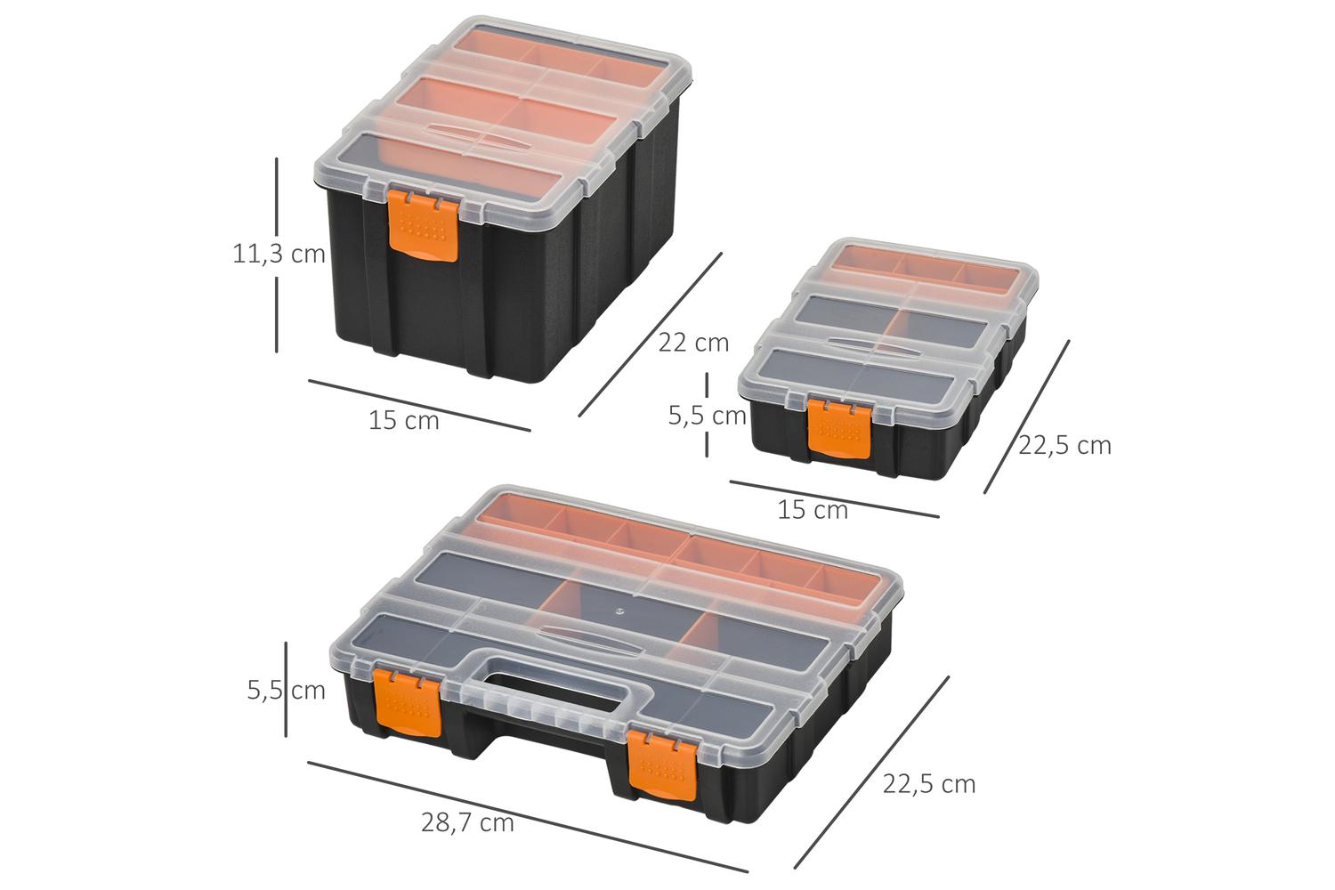 Durhand Tool & Hardware Storage Boxes | Black/Orange | Pack of 4-2