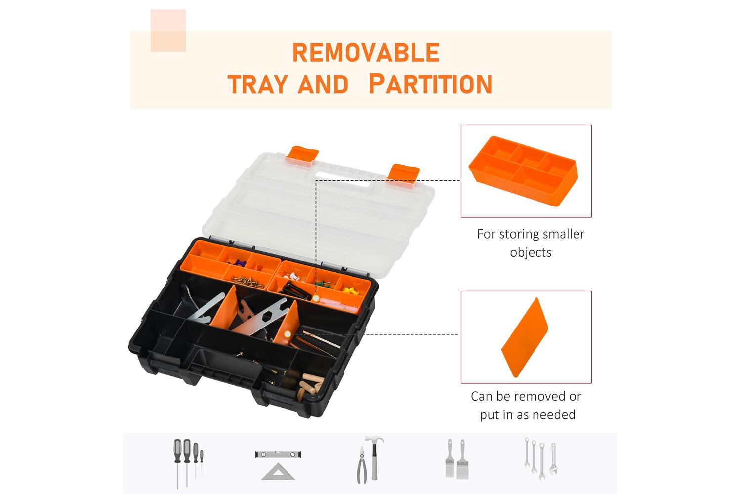 Durhand Tool & Hardware Storage Boxes | Black/Orange | Pack of 4-4