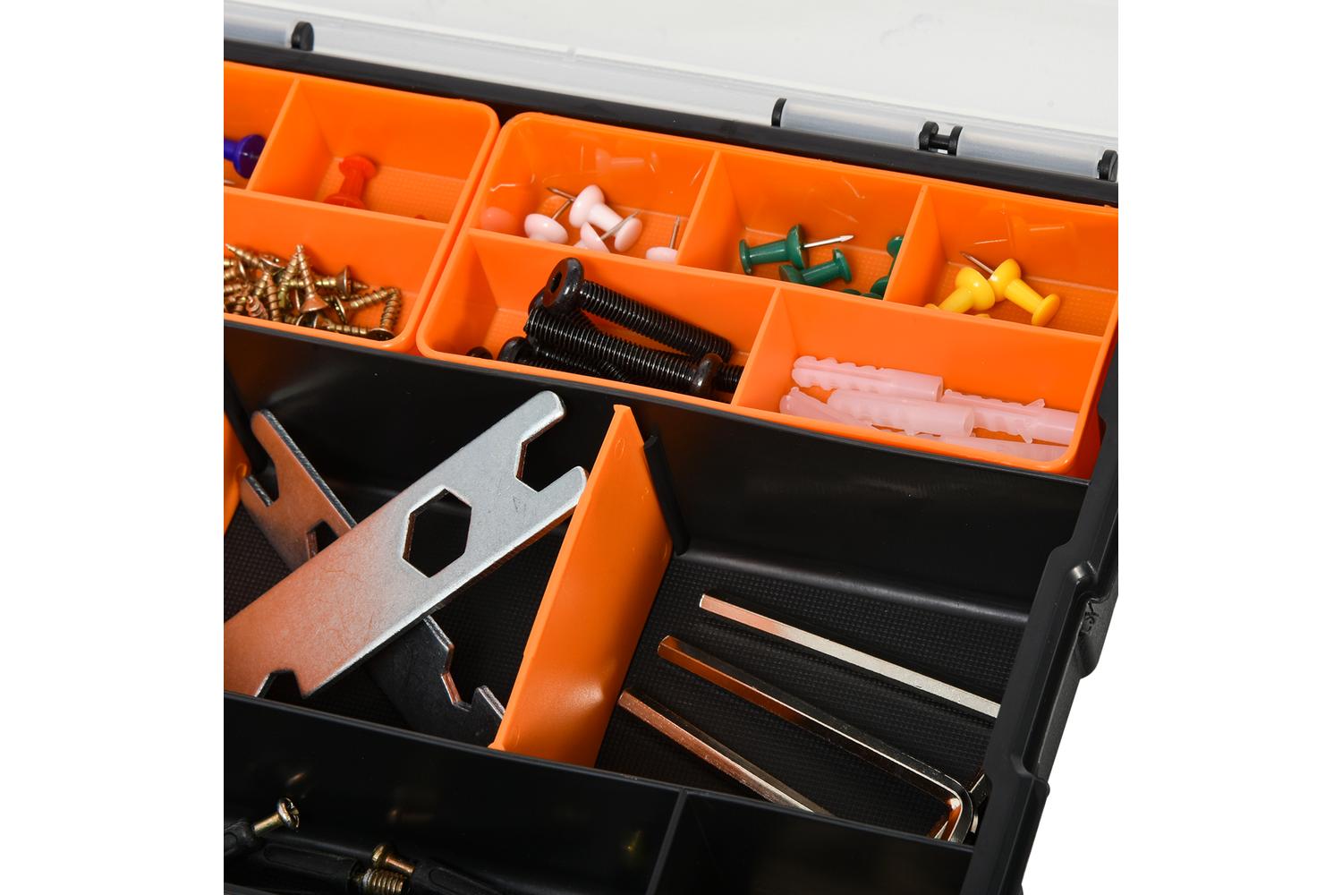 Durhand Tool & Hardware Storage Boxes | Black/Orange | Pack of 4-8