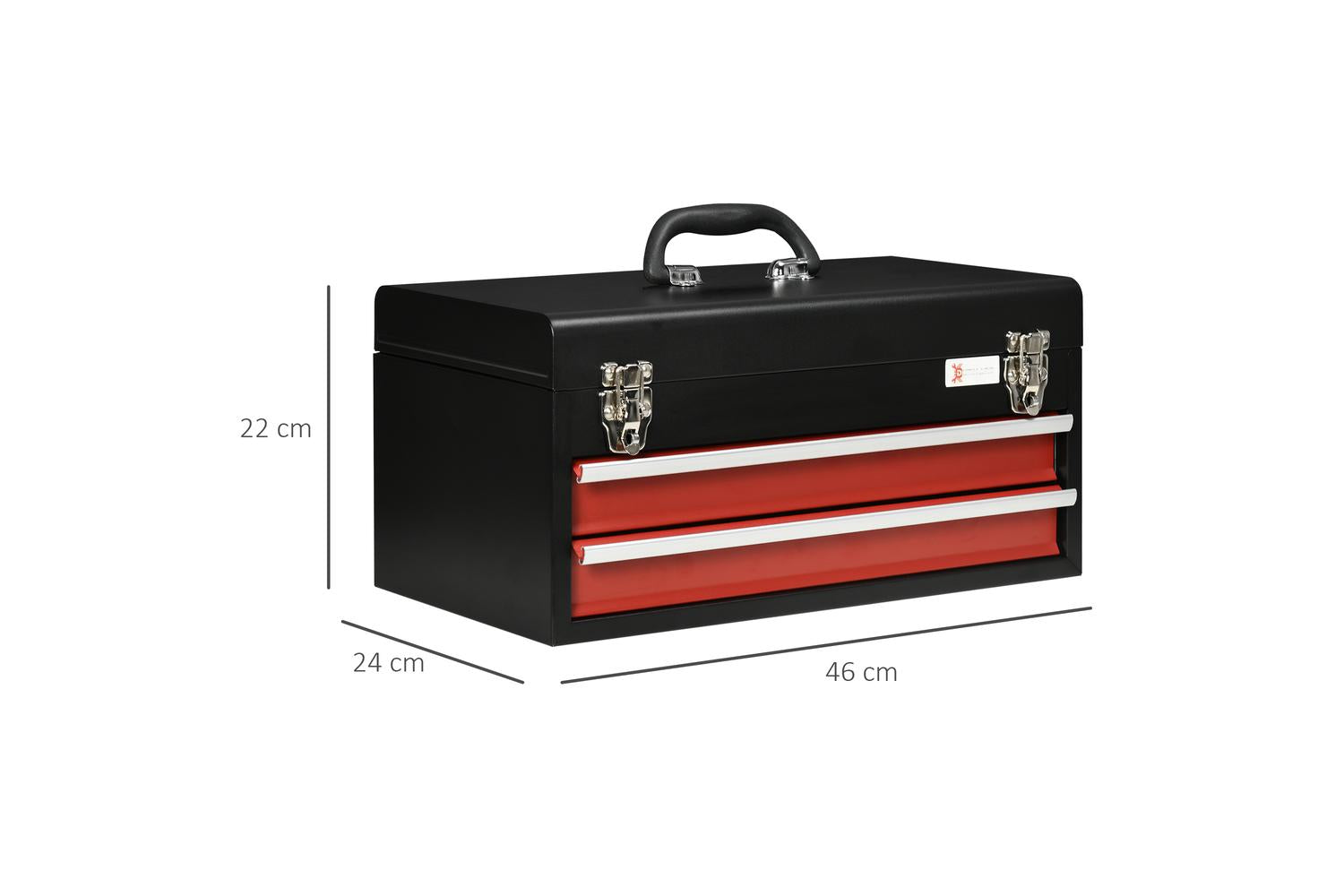 Durhand Lockable Tool Box with Ball Bearing | Black/Red-2