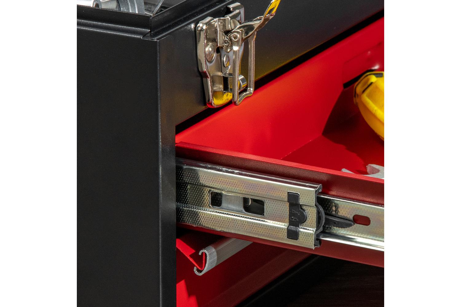 Durhand Lockable Tool Box with Ball Bearing | Black/Red-8