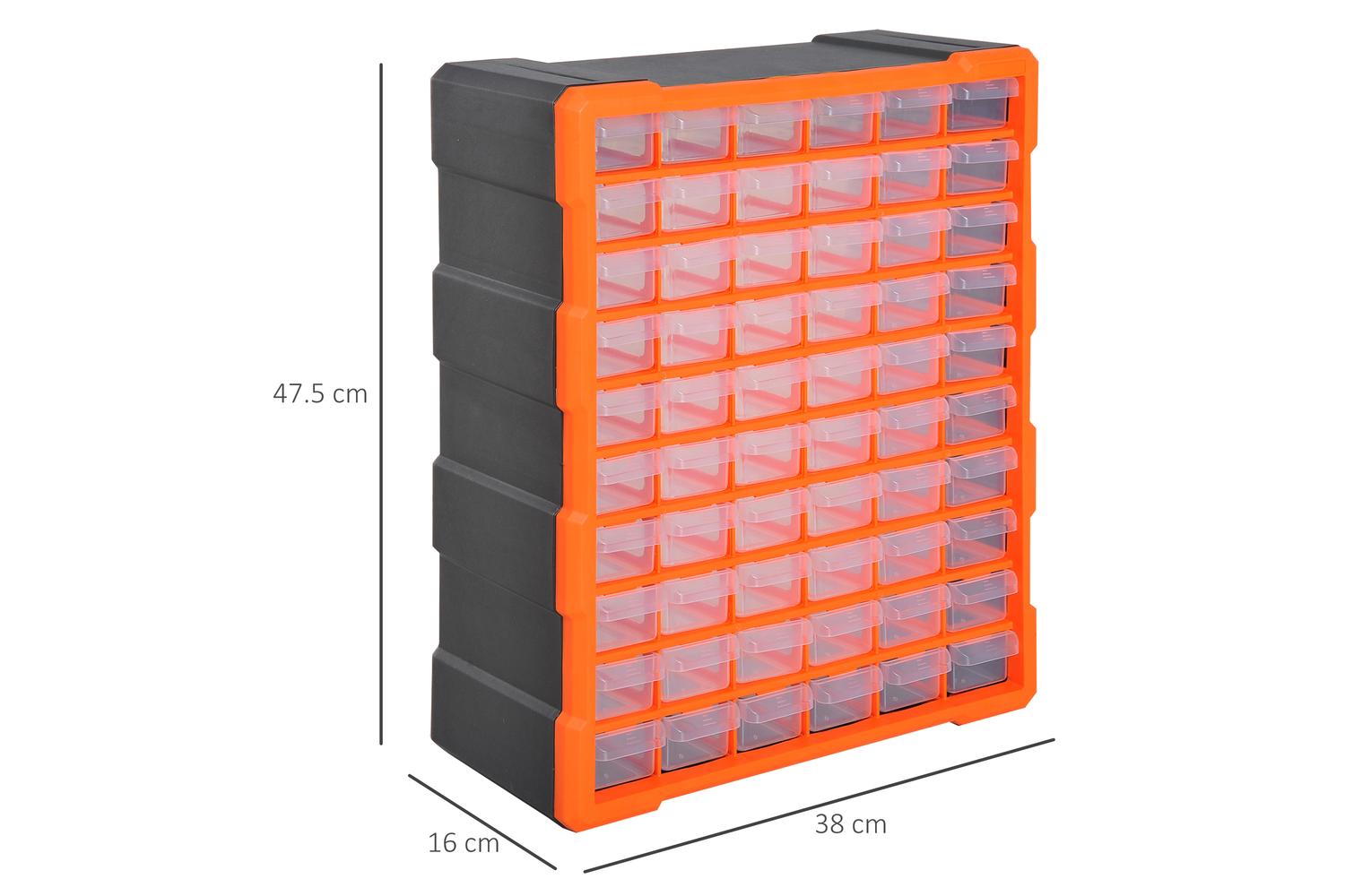 Durhand 60 Drawers Wall Mount Tools Storage Cabinet | Orange-2