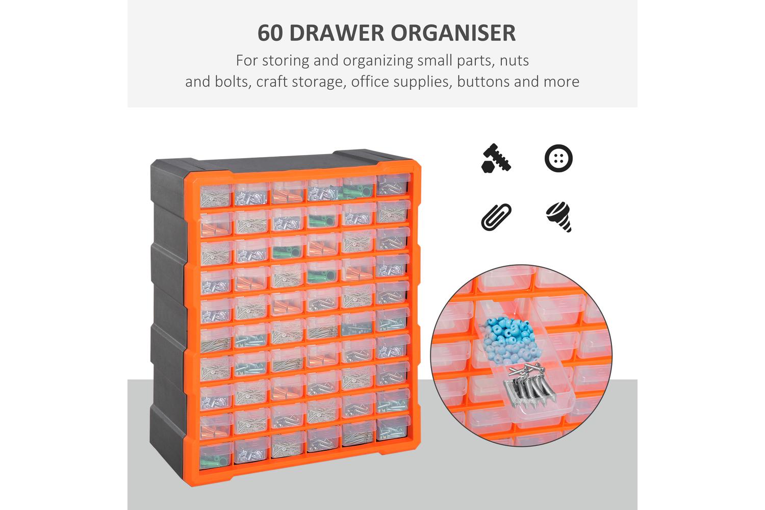 Durhand 60 Drawers Wall Mount Tools Storage Cabinet | Orange-3