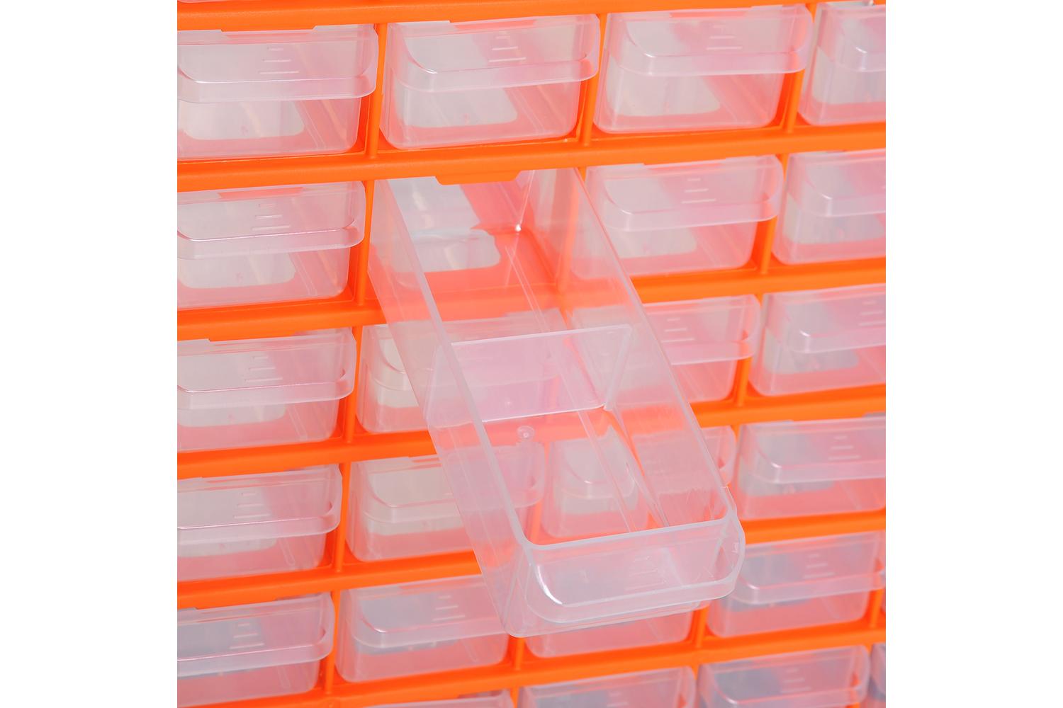 Durhand 60 Drawers Wall Mount Tools Storage Cabinet | Orange-7