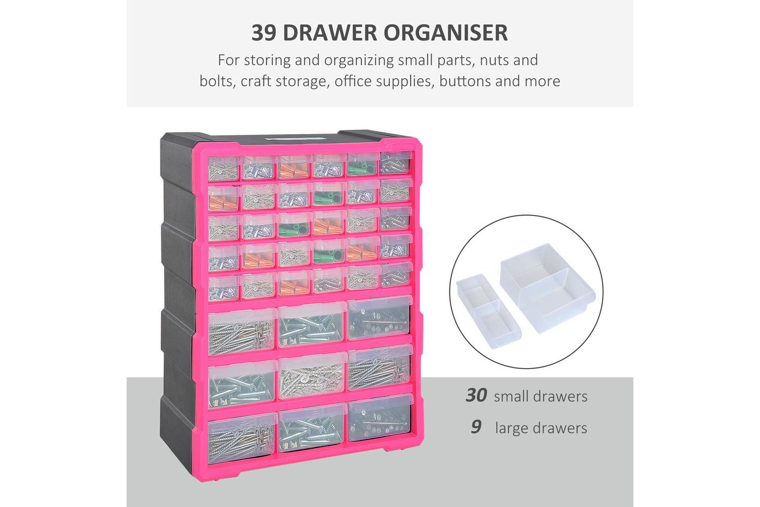 Durhand 39 Drawers Wall Mount Tools Storage Cabinet | Rose Red-5