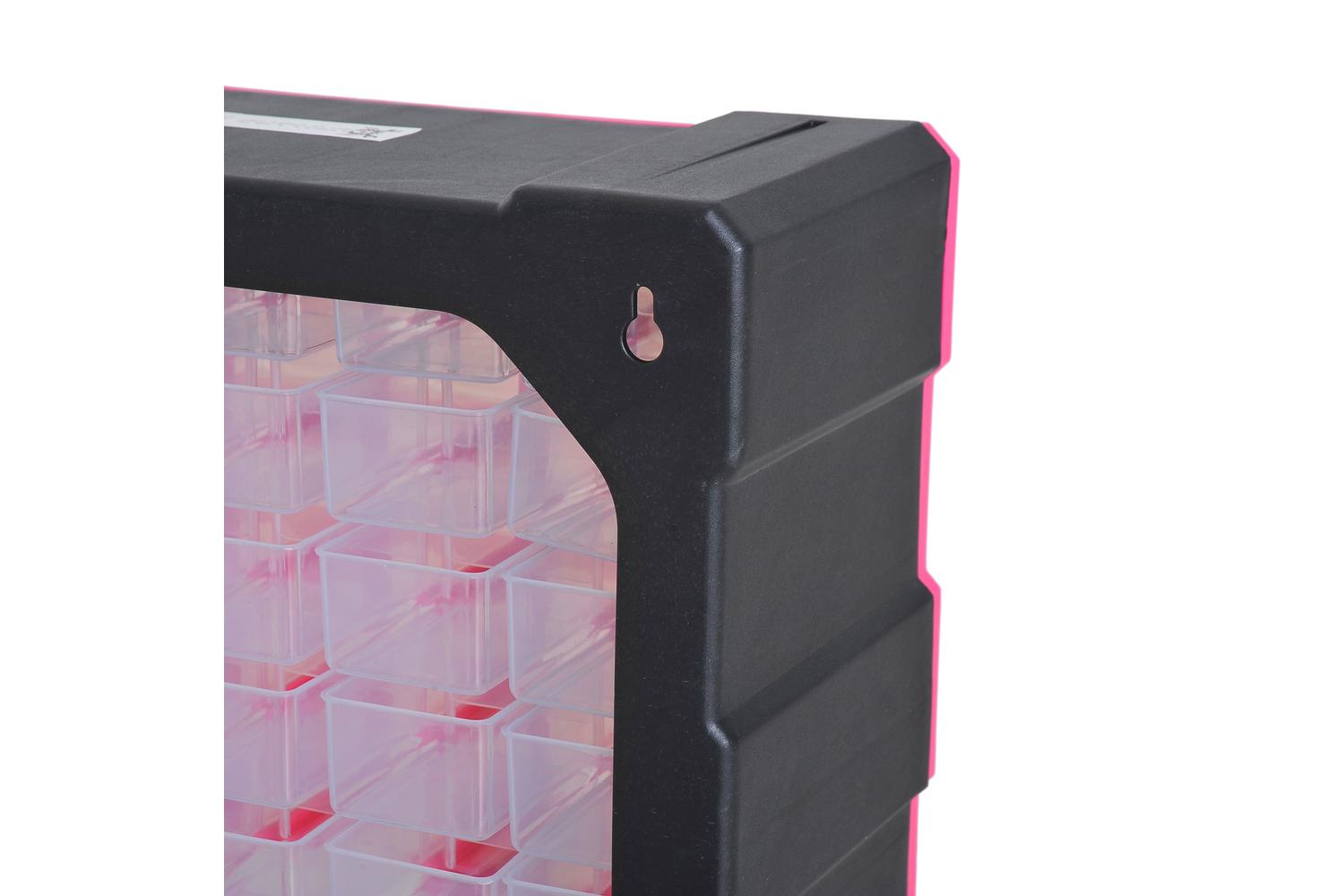 Durhand 39 Drawers Wall Mount Tools Storage Cabinet | Rose Red-7