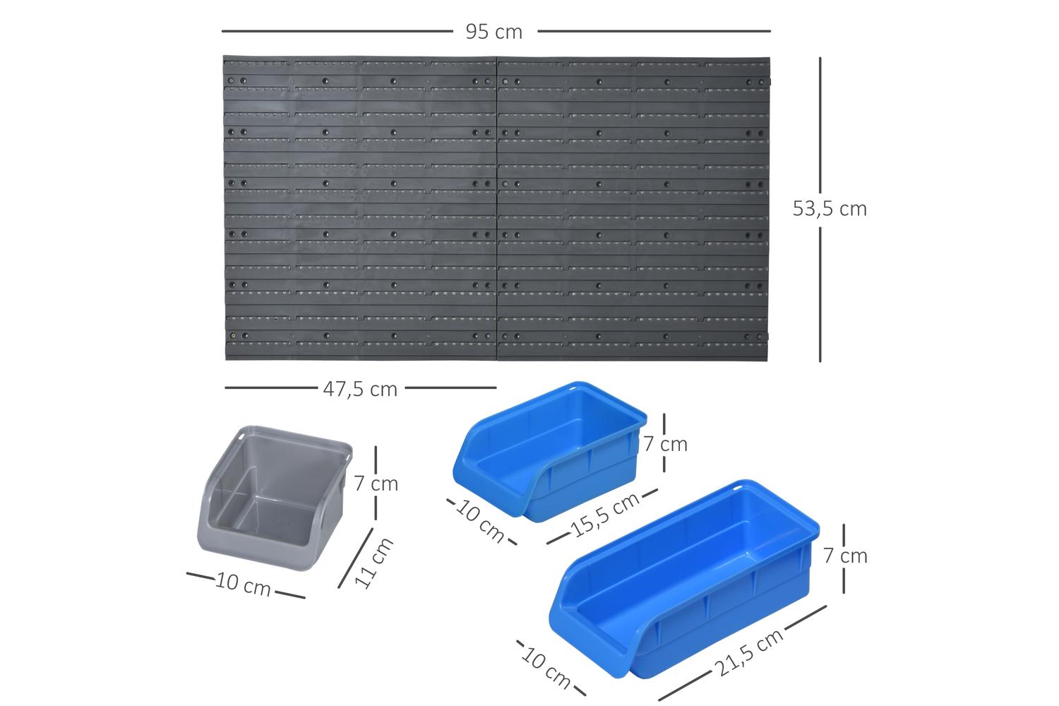 Durhand Wall Mounted Tool Organizer Rack Kit | Blue/Grey | 44 Pieces-2