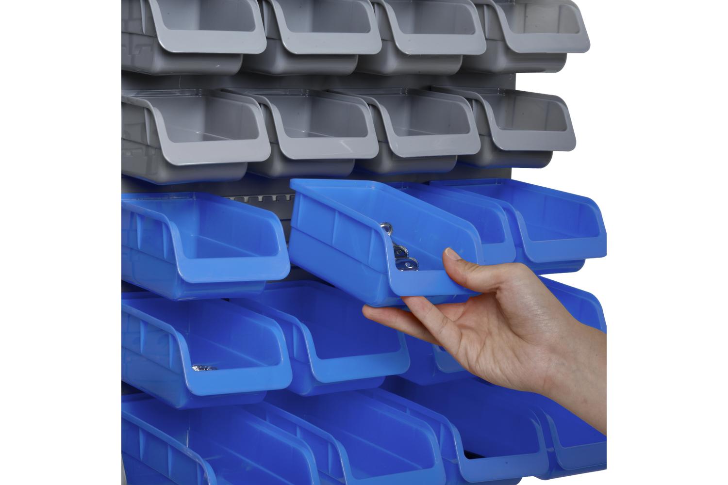 Durhand Wall Mounted Tool Organizer Rack Kit | Blue/Grey | 44 Pieces-7
