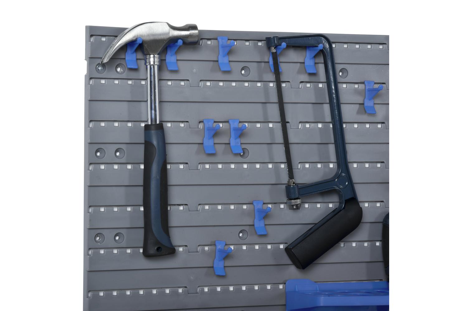 Durhand Wall Mounted Tool Organizer Rack Kit | Blue/Grey | 44 Pieces-8