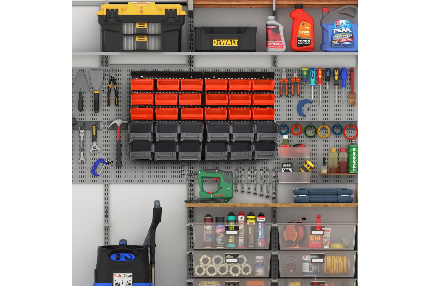 Durhand Wall Mounted 30 Compartment Tool Hardware Organiser | Red/Grey-4