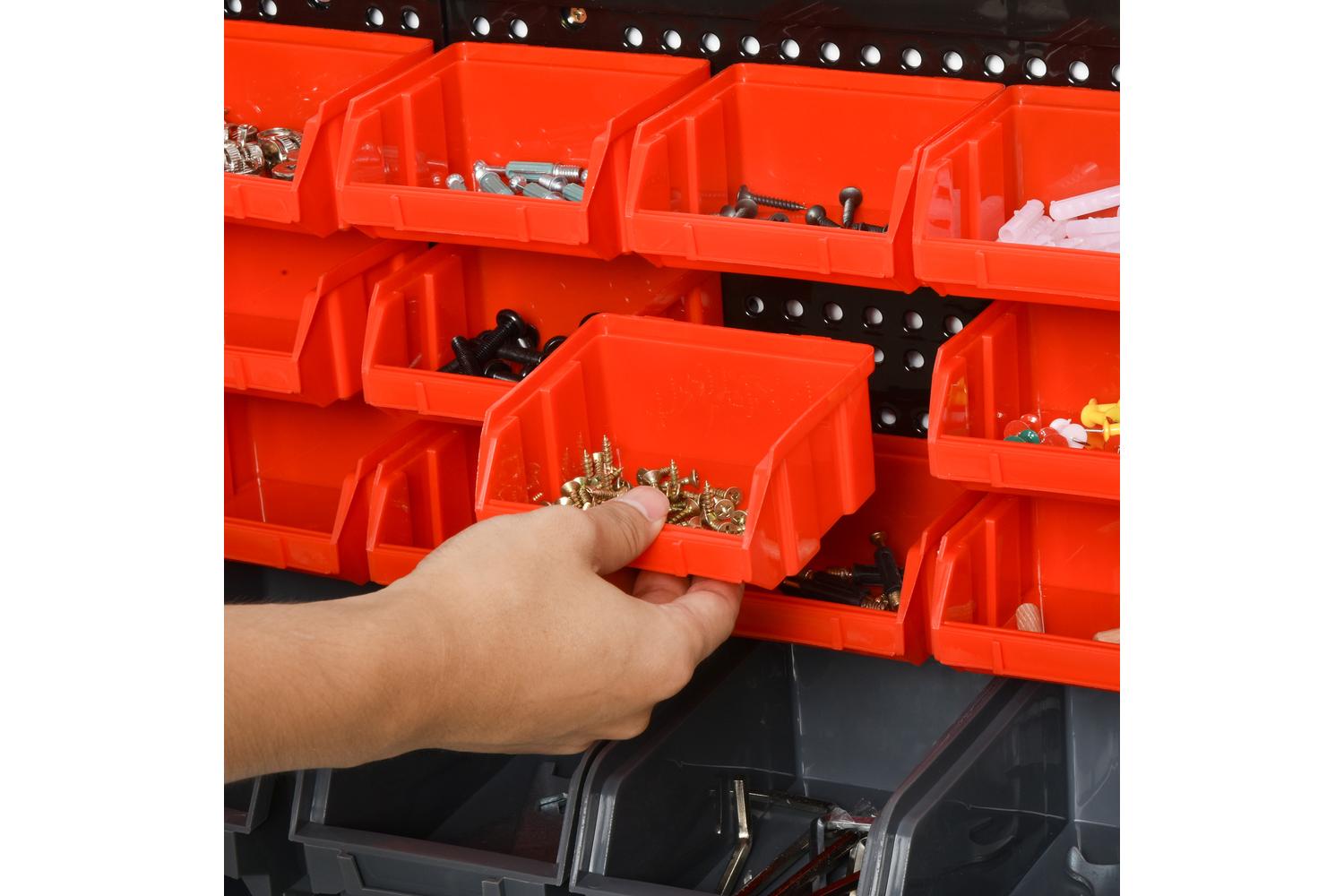 Durhand Wall Mounted 30 Compartment Tool Hardware Organiser | Red/Grey-7
