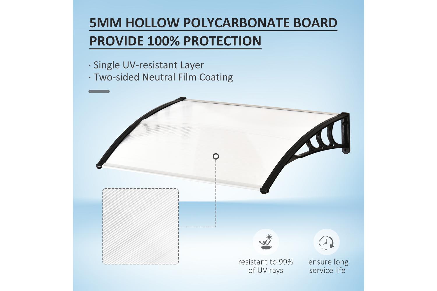 Outsunny Outdoor Rain Snow Sunlight Protection Hollow Sheet | Clear/Black-3