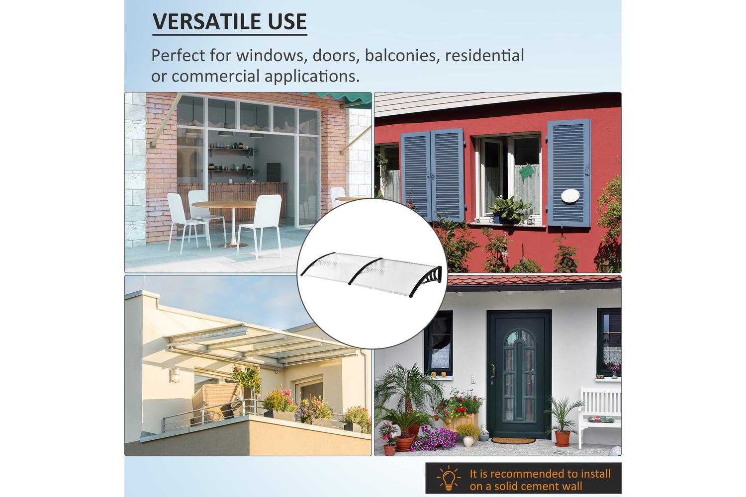 Outsunny Front Door Outdoor Patio with Bracket | Clear/Black-5