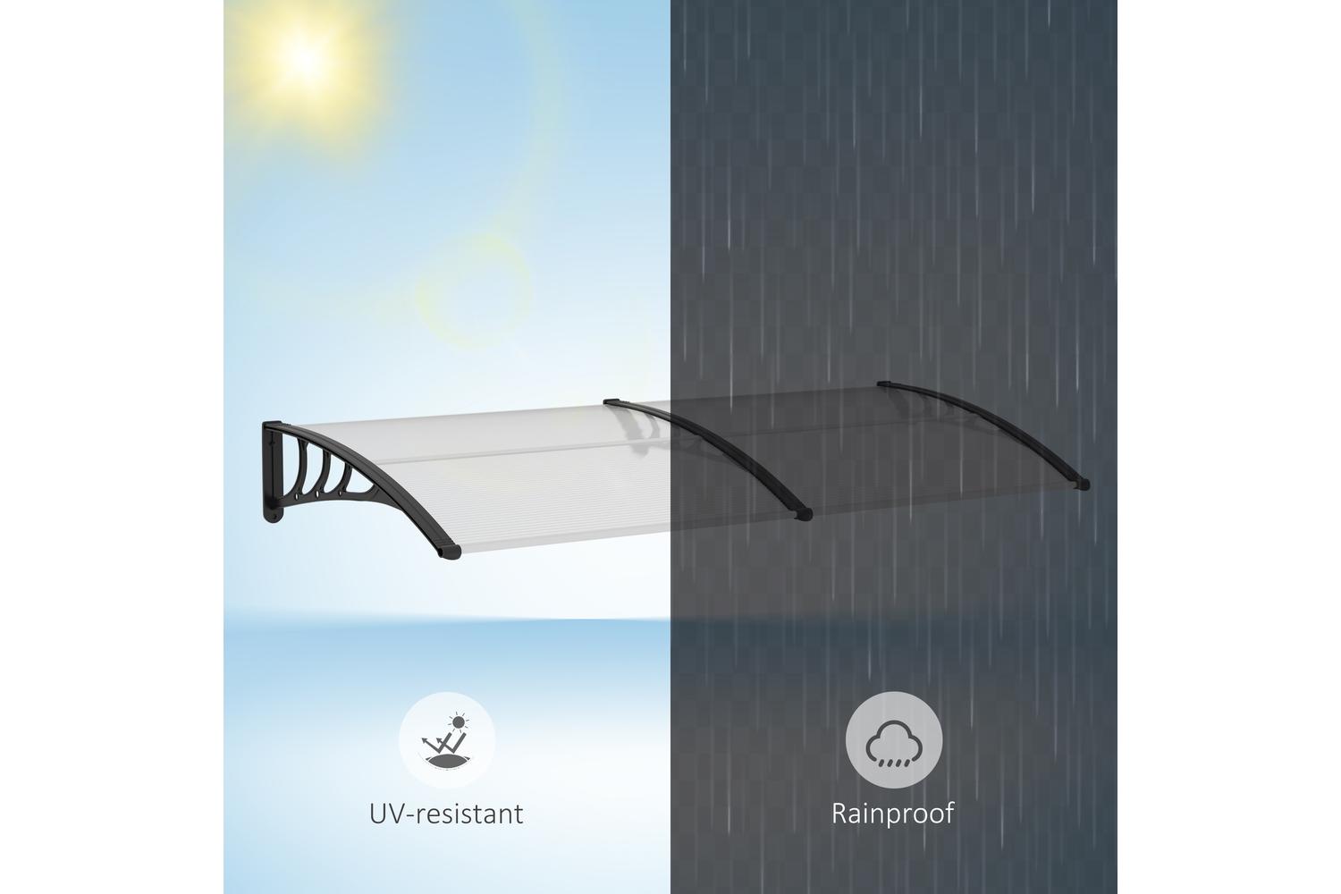Outsunny Front Door Outdoor Patio with Bracket | Clear/Black-6