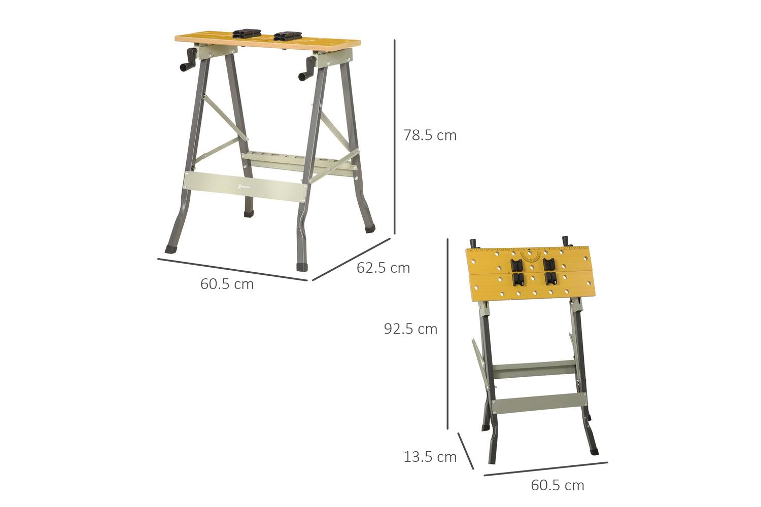 Durhand Saw Horse Folding Clamp Table with Adjustable Clamping Pegs | Grey-2
