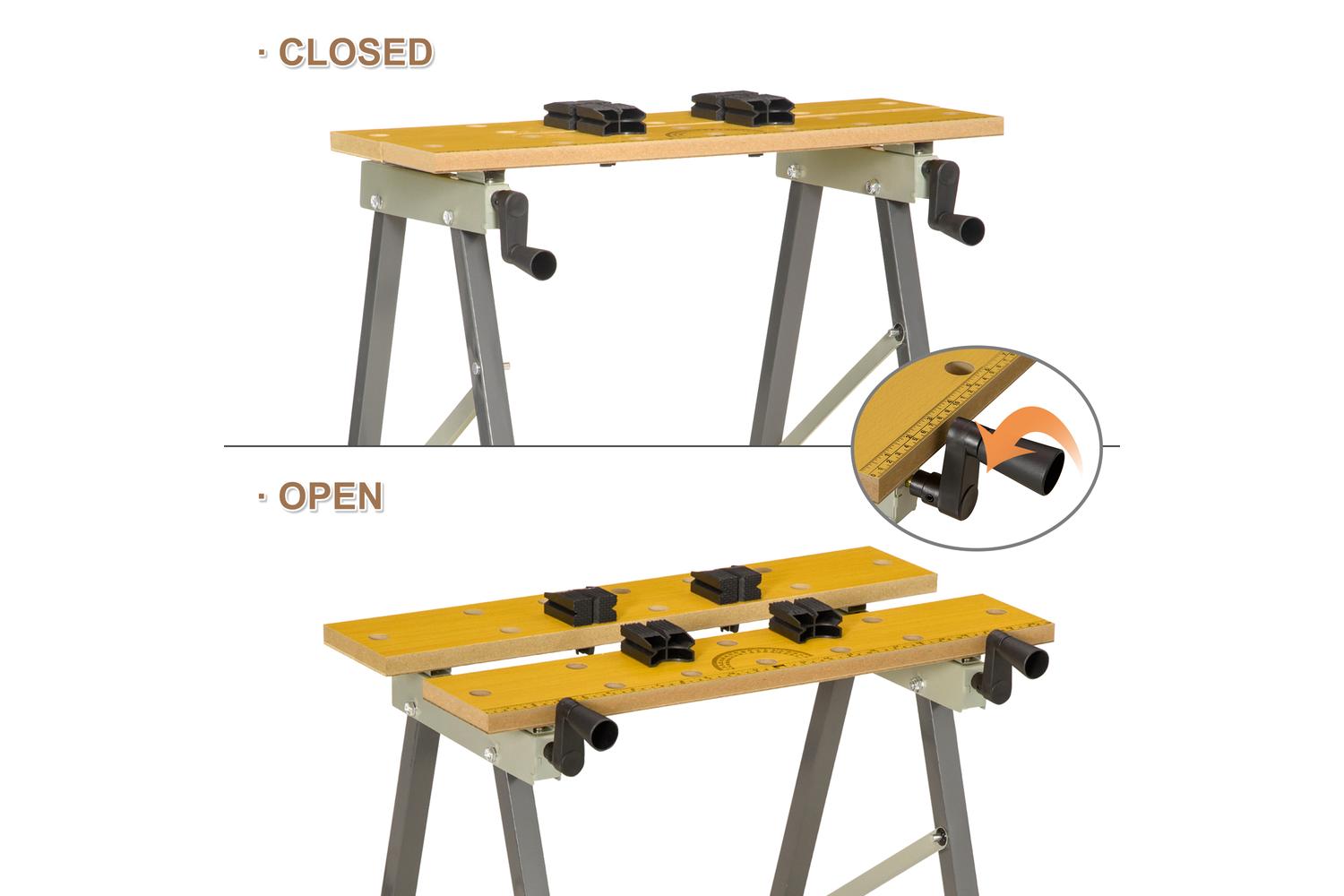 Durhand Saw Horse Folding Clamp Table with Adjustable Clamping Pegs | Grey-4