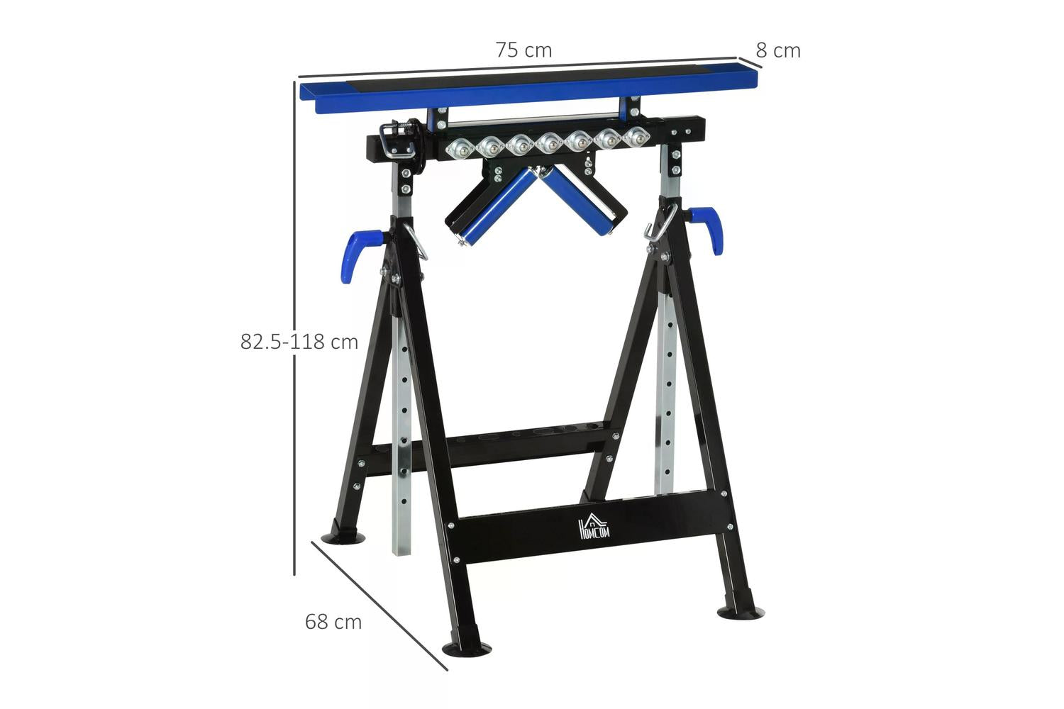 Homcom Multi-Function Workbench Ball Support Stand Roller Trestle | Blue/Black-2