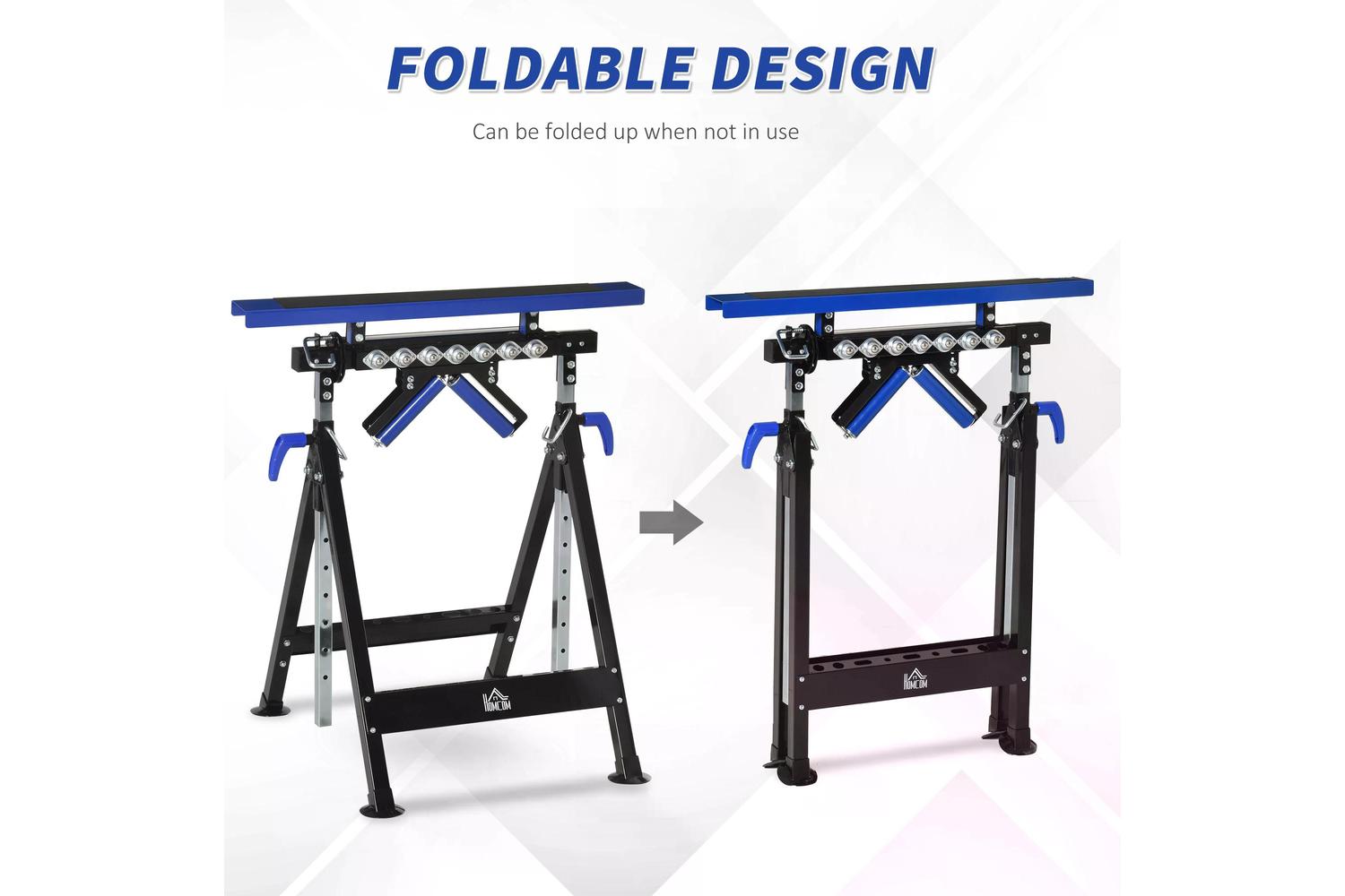 Homcom Multi-Function Workbench Ball Support Stand Roller Trestle | Blue/Black-3