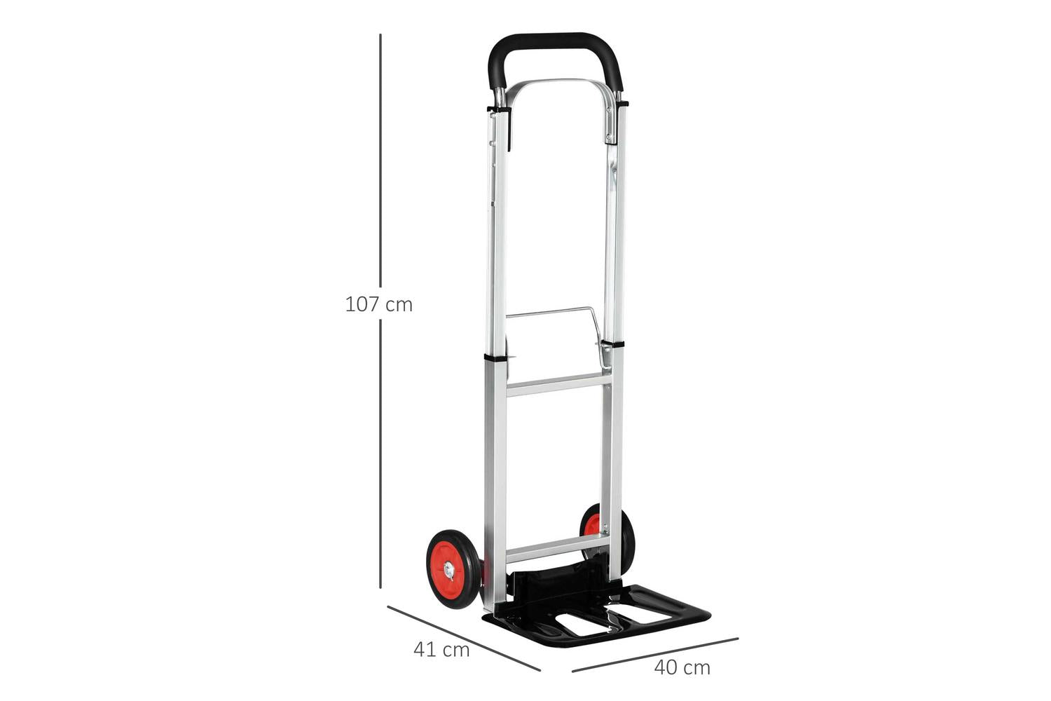 Durhand Heavy Duty Sack Truck Folding with Telescoping Handles | Black/Silver/Red-2