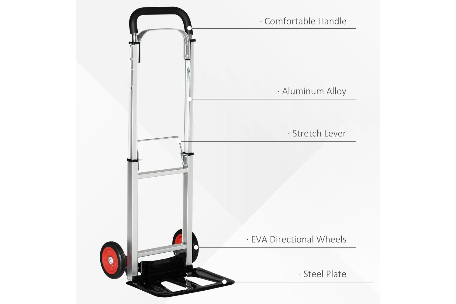 Durhand Heavy Duty Sack Truck Folding with Telescoping Handles | Black/Silver/Red-3