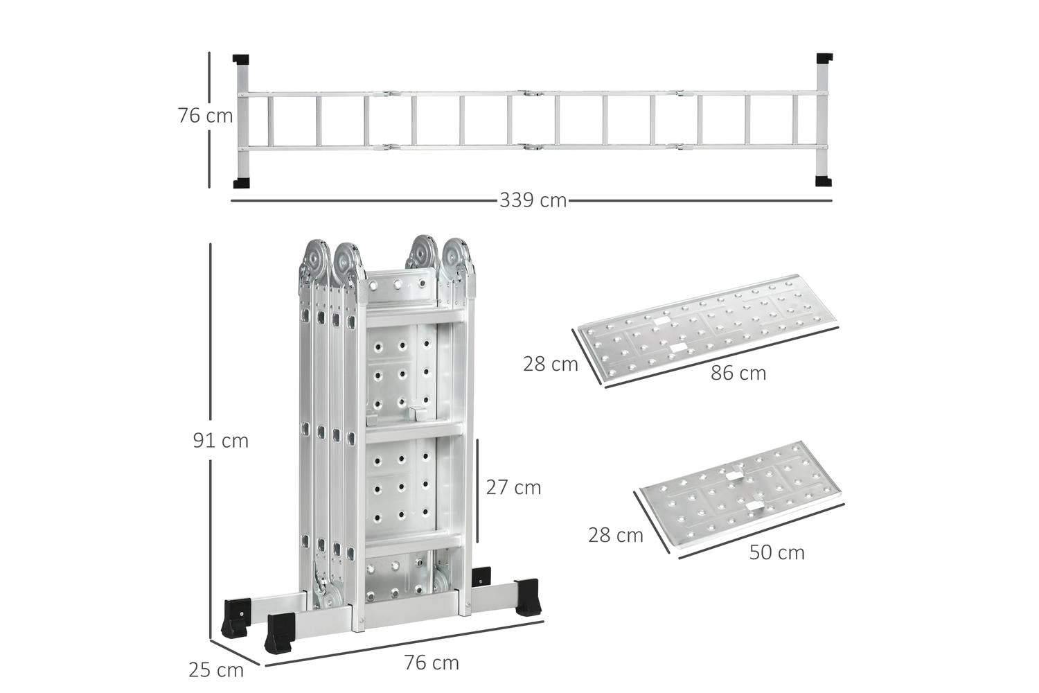 Durhand Telescoping Ladder with Safety Platforms | Silver-2