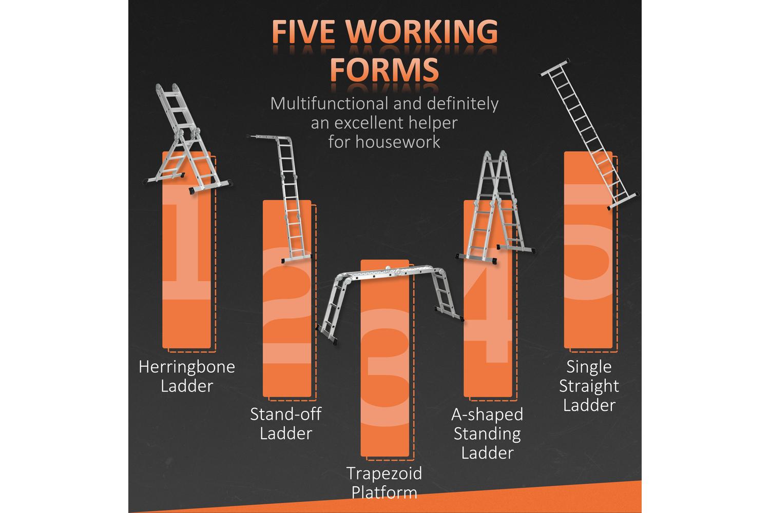 Durhand Telescoping Ladder with Safety Platforms | Silver-3
