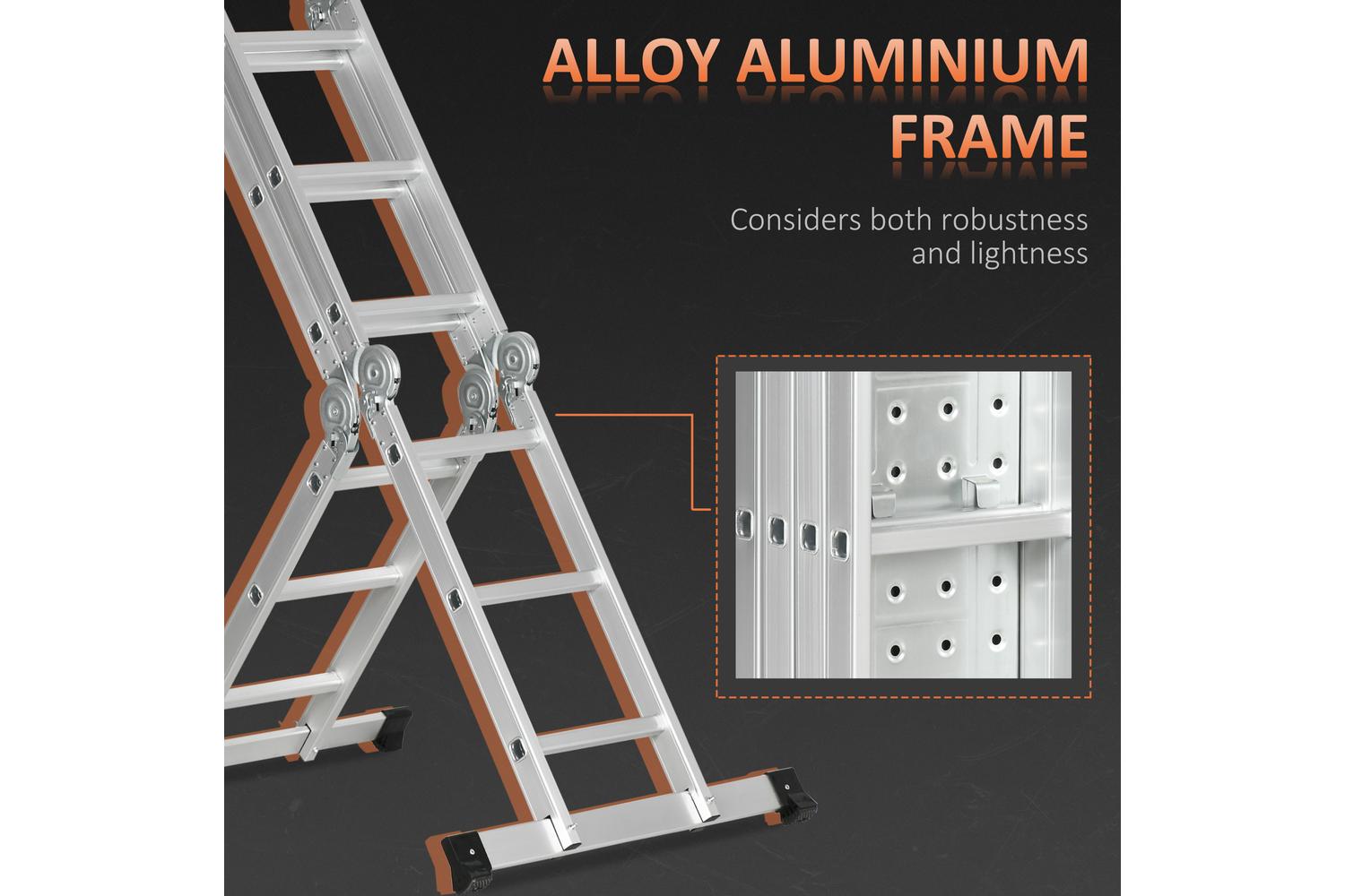 Durhand Telescoping Ladder with Safety Platforms | Silver-5
