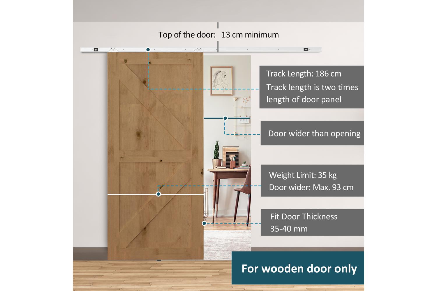 Homcom Sliding Barn Door Kit Set | Siver-3