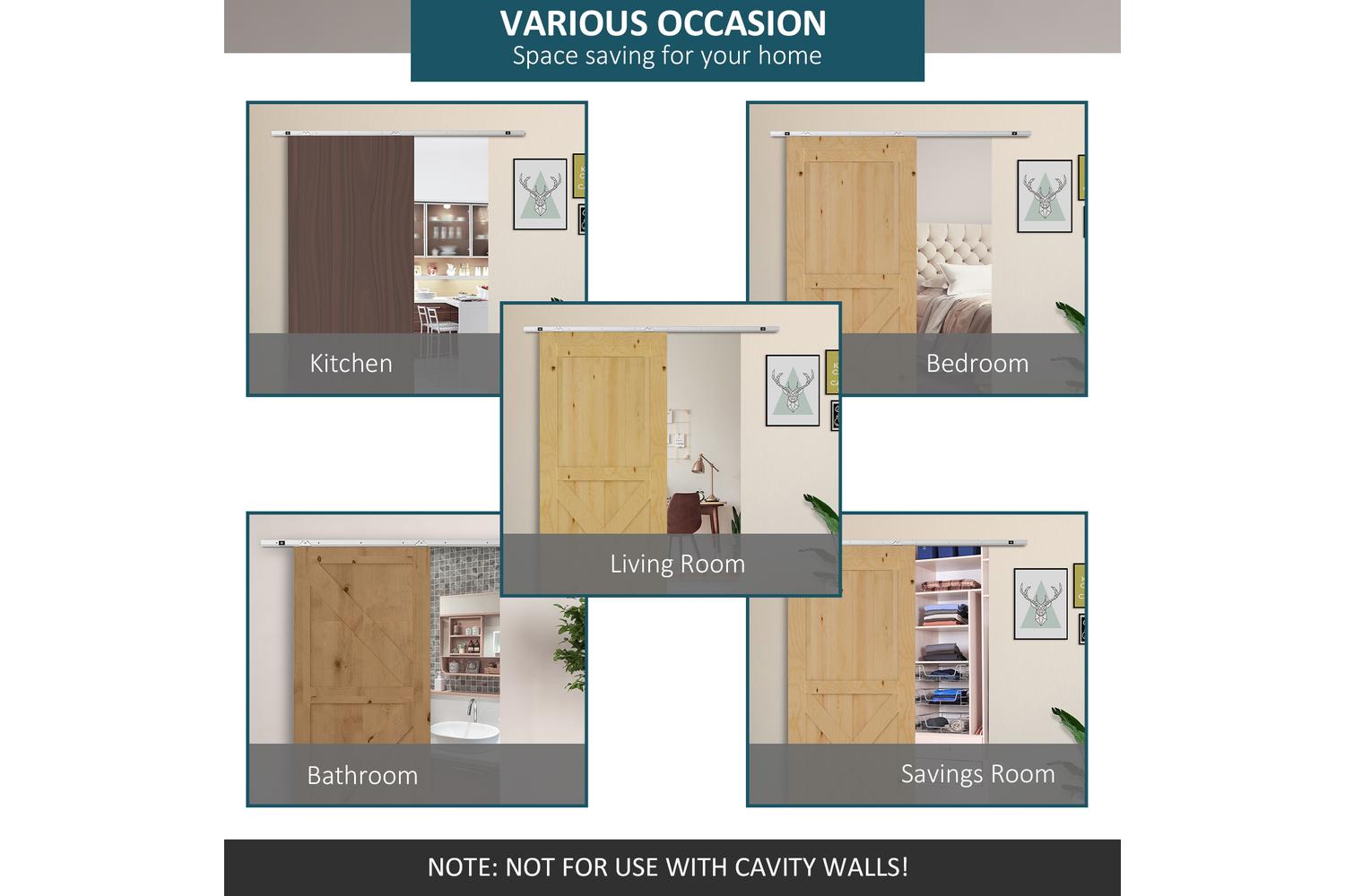 Homcom Sliding Barn Door Kit Set | Siver-4