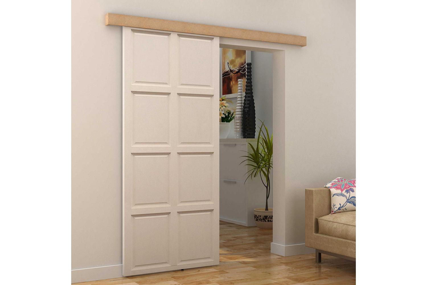 Homcom MDF Sliding Barn Door Track Kit | Brown