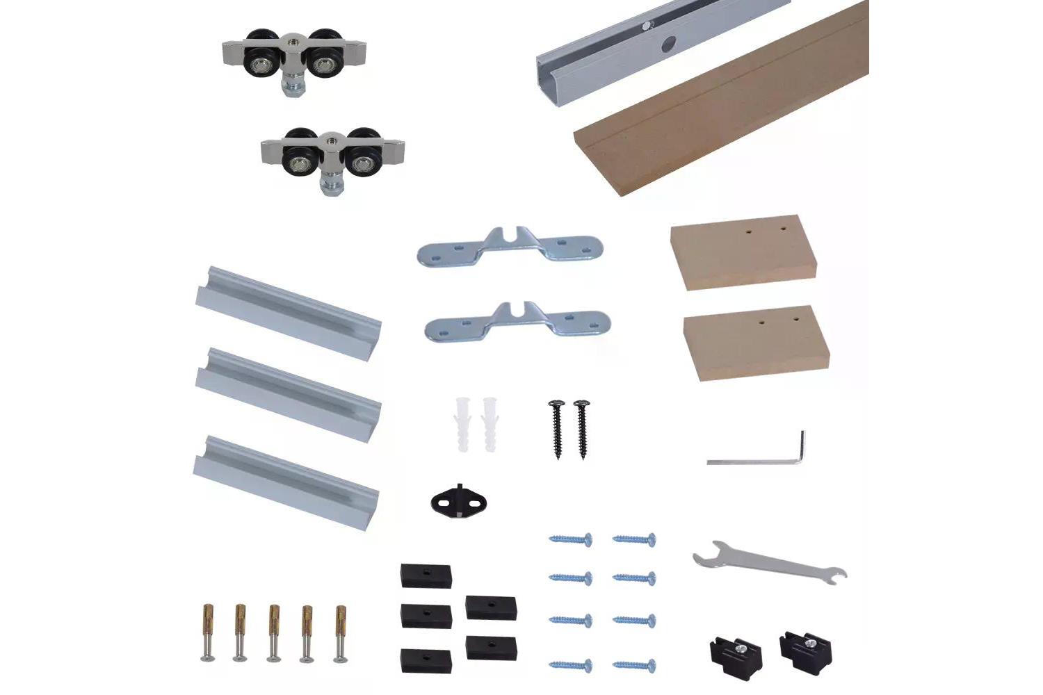 Homcom MDF Sliding Barn Door Track Kit | Brown-2