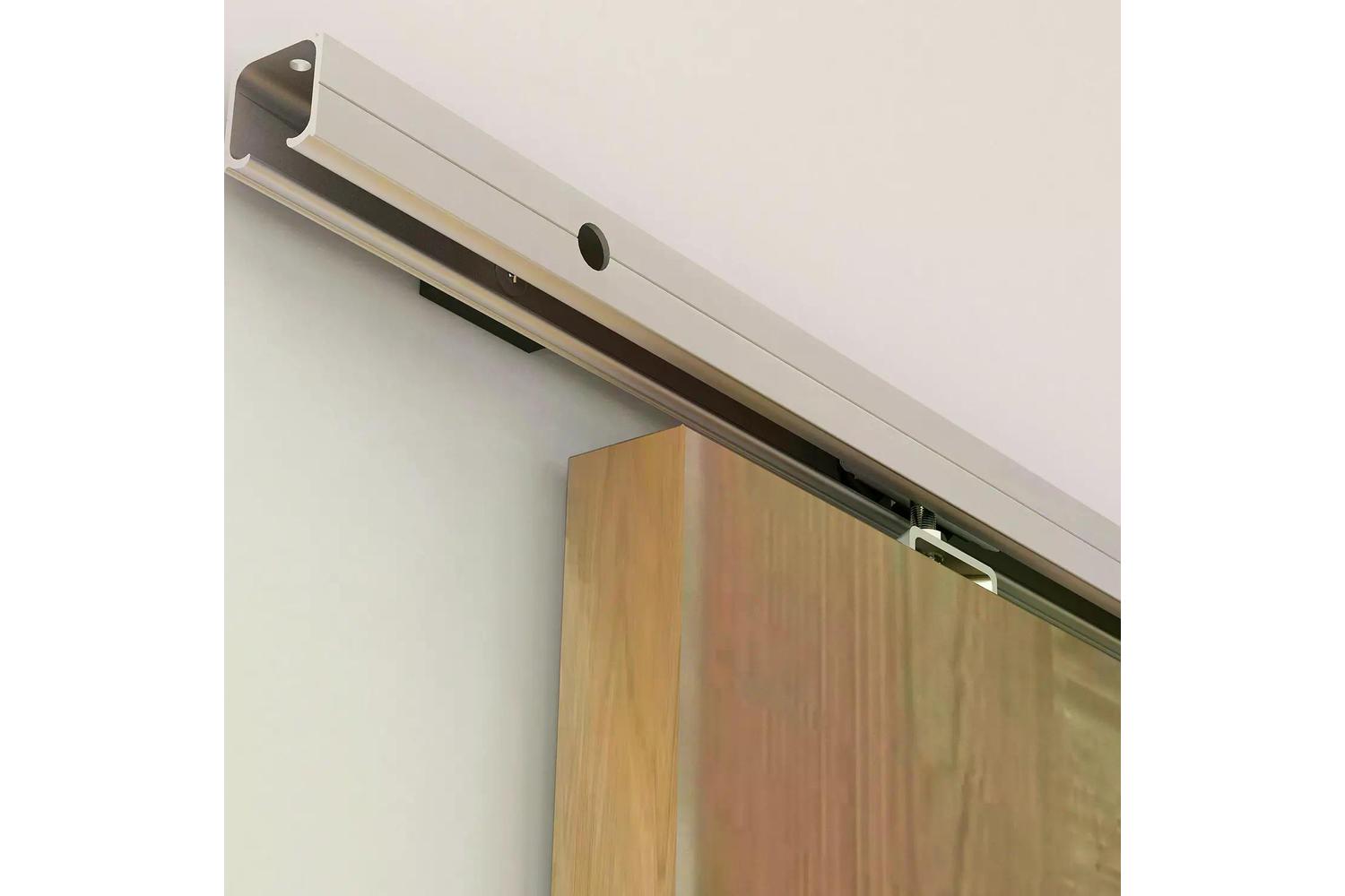 Homcom MDF Sliding Barn Door Track Kit | Brown-4