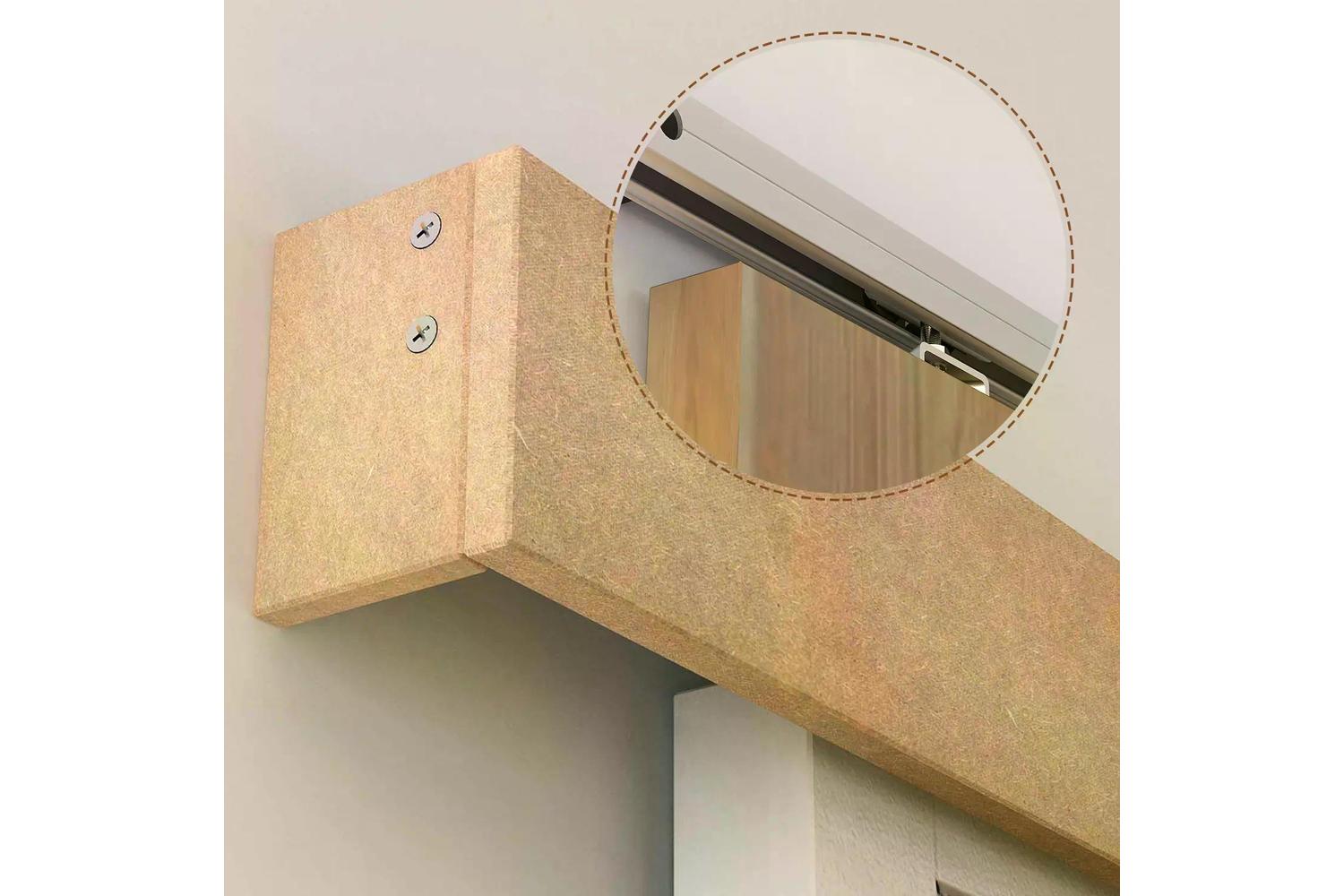 Homcom MDF Sliding Barn Door Track Kit | Brown-5