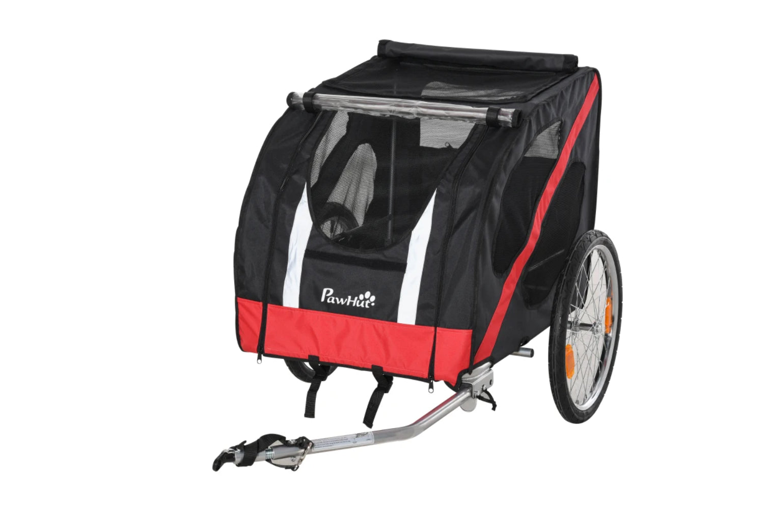 PawHut Dog Bike Trailer with Storage Bag | Black/Red-6