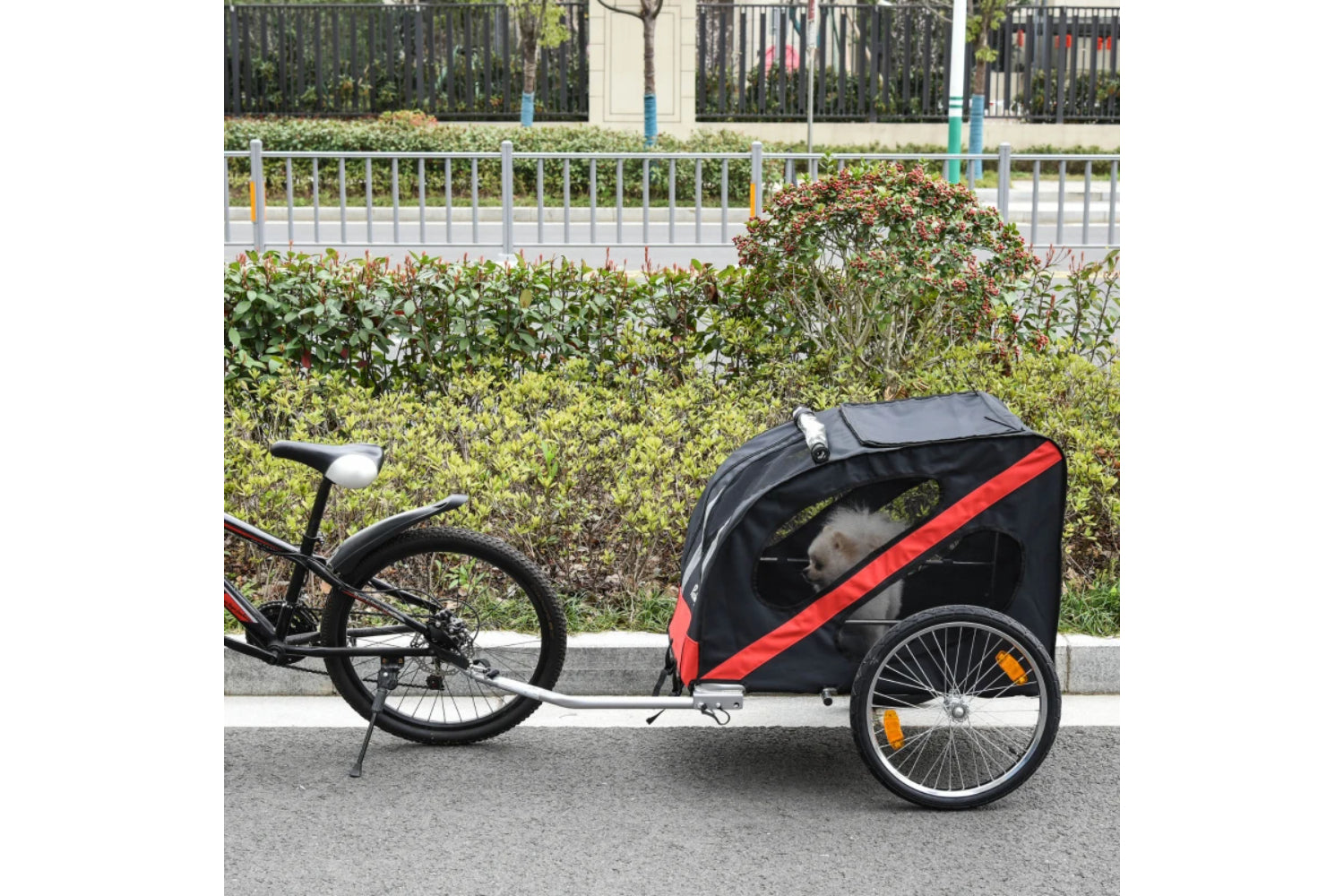 PawHut Dog Bike Trailer with Storage Bag | Black/Red-7